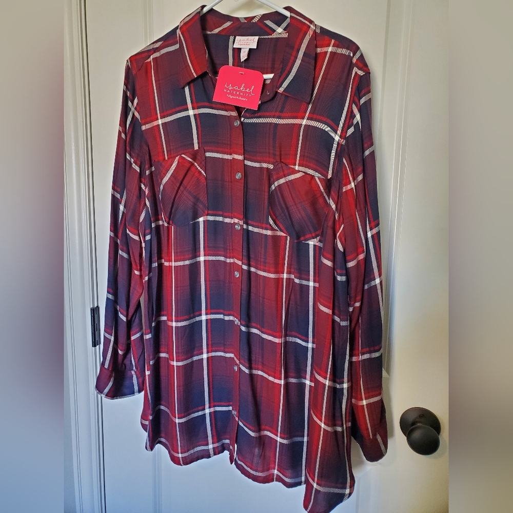 NWT Isabel Maternity button down flannel size XL